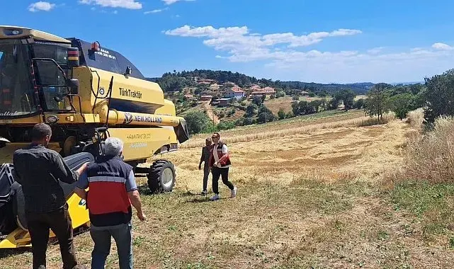 Gediz'de biçerdöverle hasat kontrolü