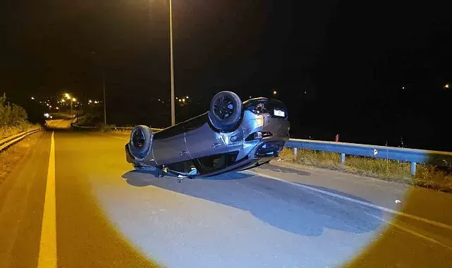 Kamyon ve otomobile çarpan araç takla attı: 2 yaralı