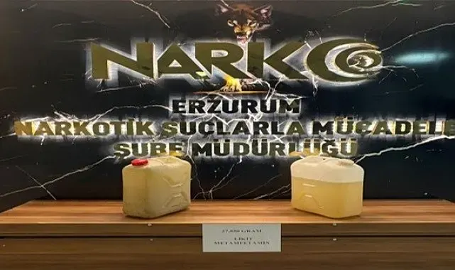 Erzurum'da dev uyuşturucu operasyonu: 27 kilo 850 gram likit metamfetamin ele geçirildi