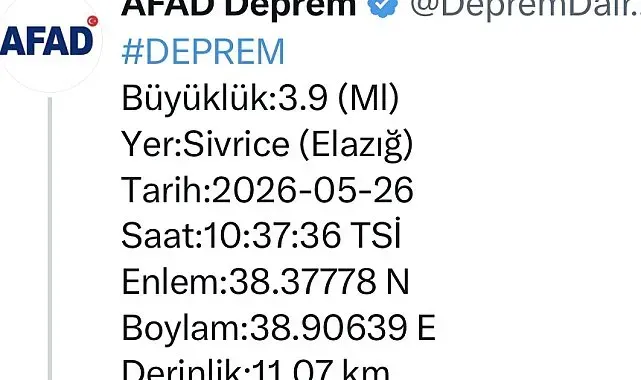 Elazığ'da bir deprem daha