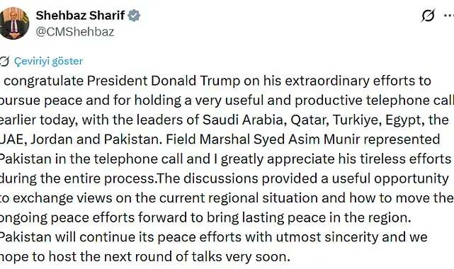 Pakistan Başbakanı Şerif, Trump'ı barış çabaları nedeniyle tebrik etti