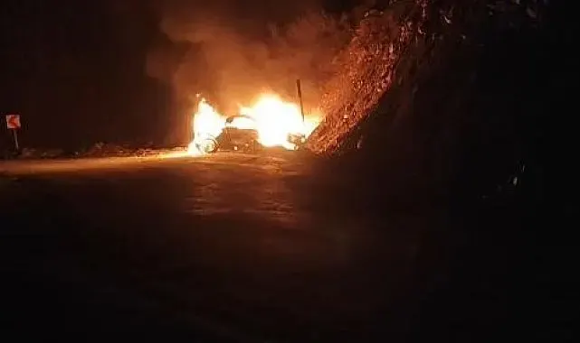 Hasköy-Mutki yolunda otomobil alev topuna döndü