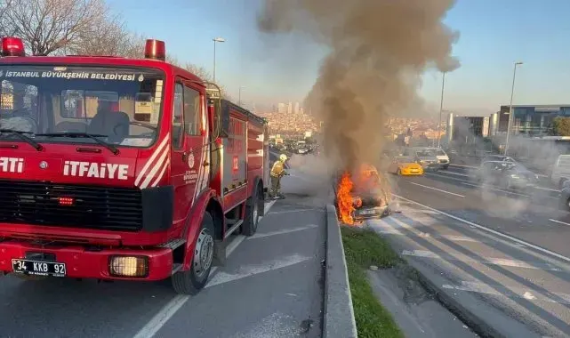 E-5'te seyir halindeki araç alevlere teslim oldu