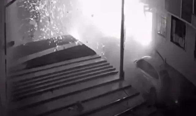 13 kişinin yaralandığı doğal gaz patlaması kamerada
