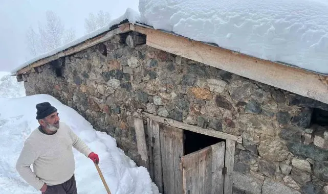 Artvin'in Bıçakçılar köyünde kış zorluklarla geçiyor: Kar kalınlığı 3 metreyi aştı