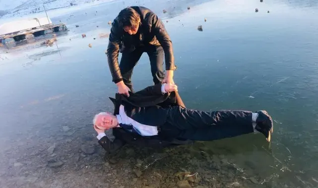 Gökçedere Göleti dondu