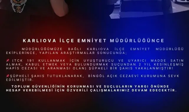 Bingöl'de kesinleşmiş hapis cezası bulunan zanlı yakalandı