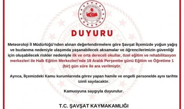Artvin Şavşat'ta eğitime ara verildi