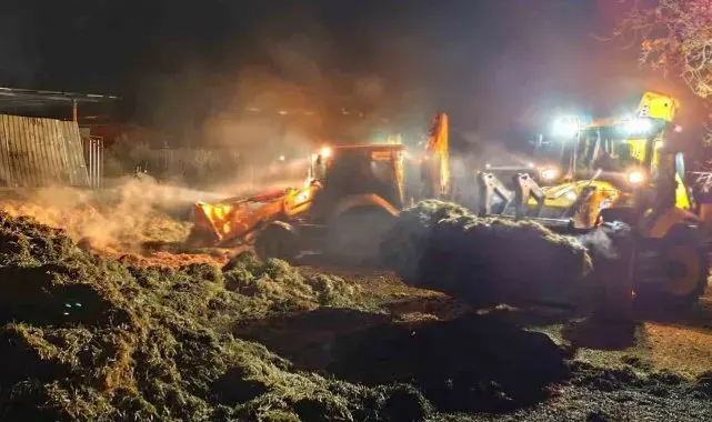 Antakya'da samanlık yangını