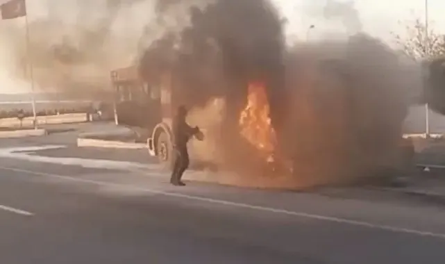 Konya'da süt tankeri alevler içinde kaldı