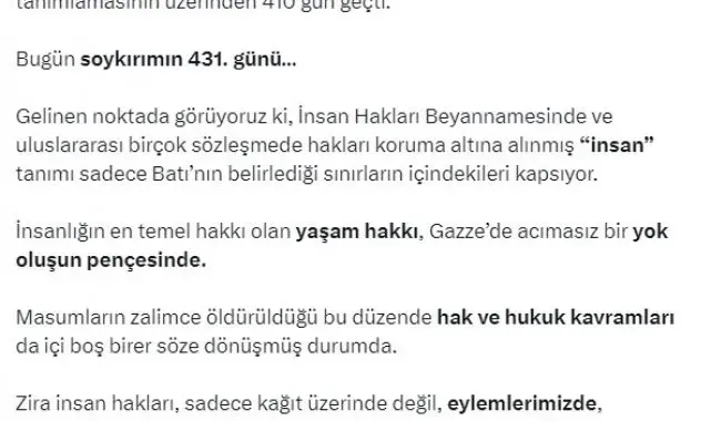 Emine Erdoğan'dan '10 Aralık Dünya İnsan Hakları Günü' paylaşımı