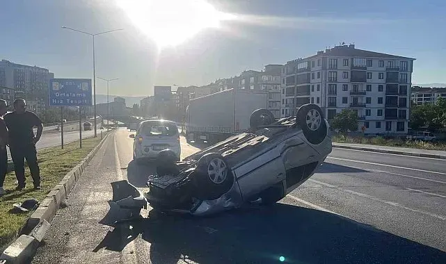 Çorum'da otomobil refüje çıkarak takla attı: 1 yaralı