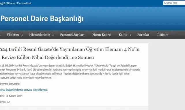 Bölüm başkanının eşi iddiaya göre iki defa okunan sınavda 100 puan alıp 10 kişinin önüne geçip, işe başladı