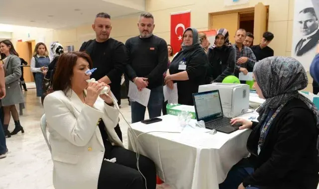 Belediye çalışanlarına KOAH testine tabi tutuldu