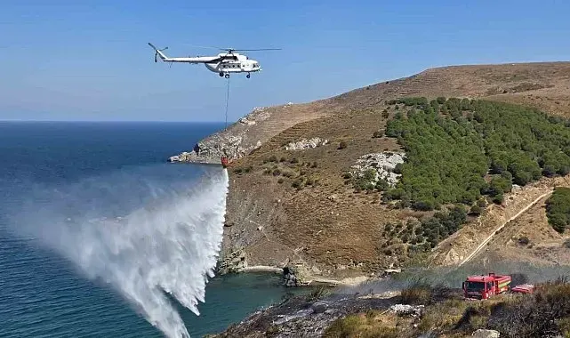 Rüzgarın etkisiyle büyüyen yangına havadan müdahale edildi