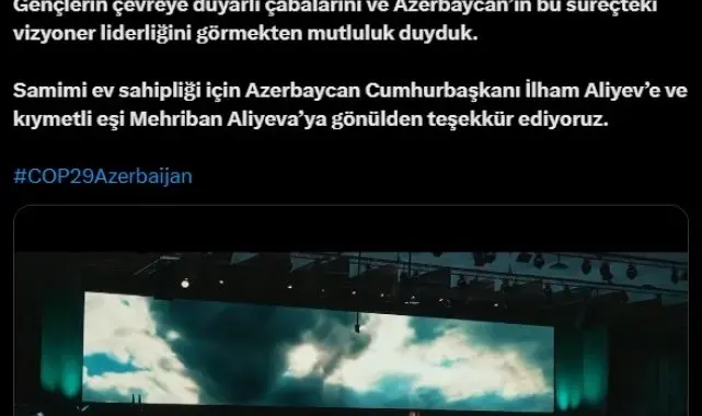 Emine Erdoğan'dan COP29'a ilişkin videolu paylaşım
