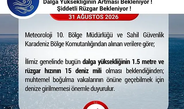 Samsun'da vatandaşlara 'denize girilmemesi' uyarısı